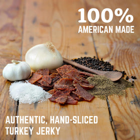 Field Trip Turkey Jerky cracked pepper texture closeup reveals chewy marination