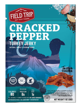 Field Trip Turkey Jerky marinade close-up showing pepper and smoke.