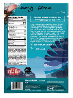 Field Trip Turkey Jerky packaging highlights USA-made and gluten-free status.