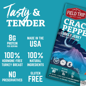 Field Trip jerky travel snack ready in backpack or car.