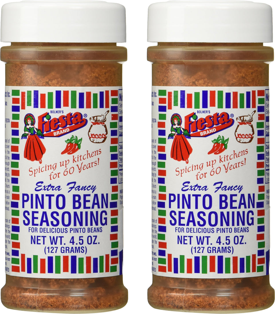 Fiesta Pinto Bean Seasoning bottle adds savory depth to beans and bowls.