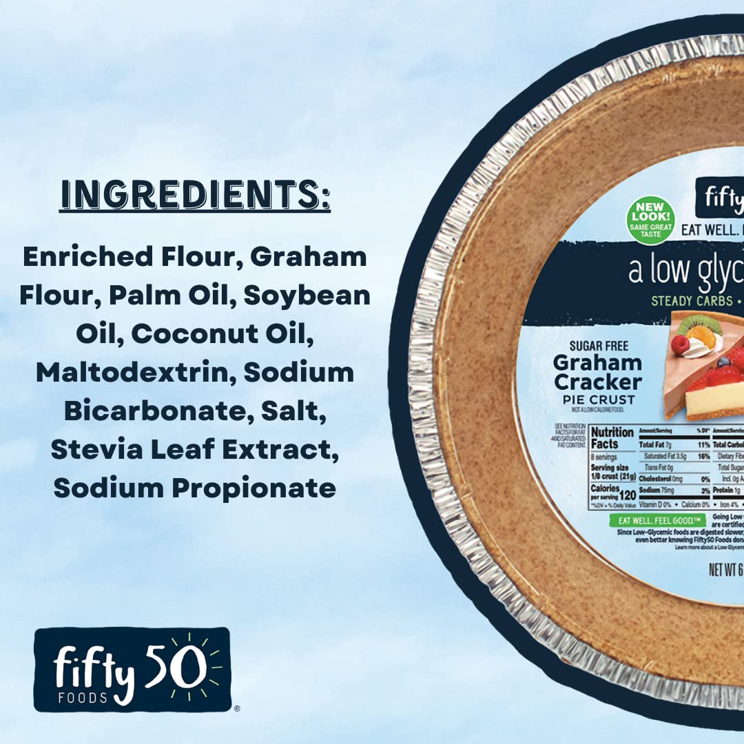 FIFTY50 pie crust ingredients label showing low glycemic options