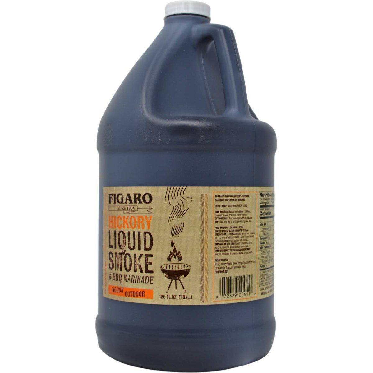 Figaro Hickory Liquid Smoke bottle pour highlights smoky flavor enhancement for grilled meats