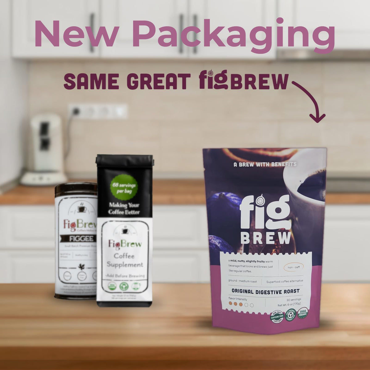 FigBrew Digestive Roast steaming cup releasing warm, nutty aroma.