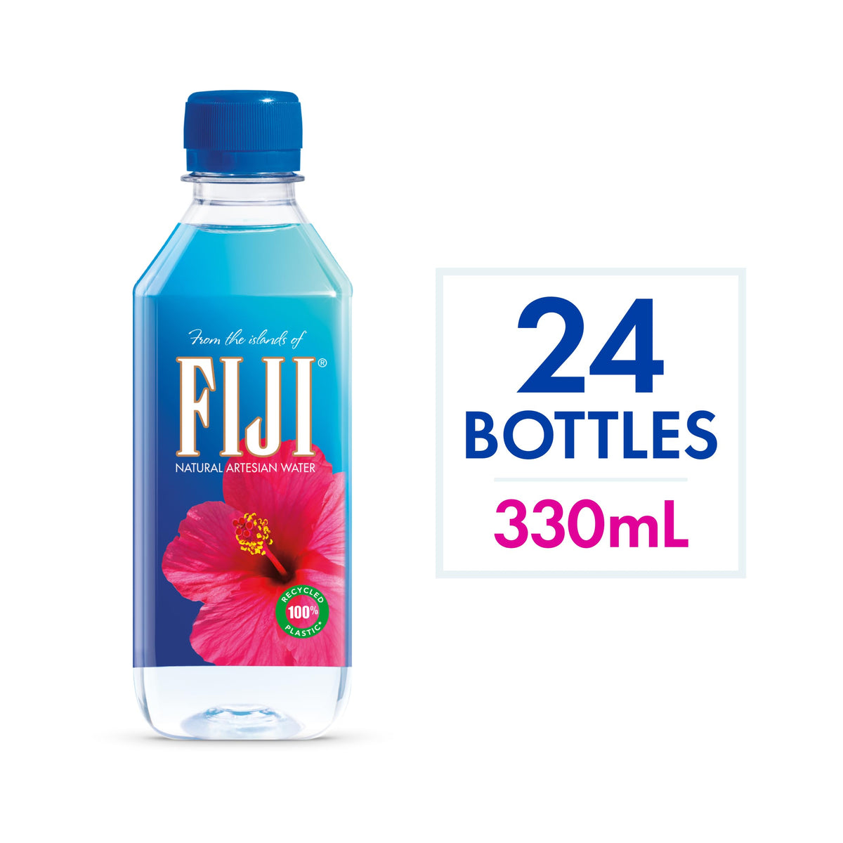 FIJI Water artesian source label close-up reveals natural minerals.