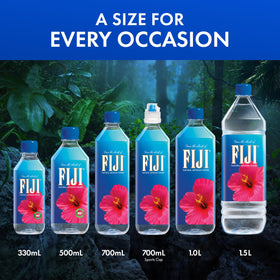 FIJI water being poured into a glass for refreshment