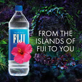 FIJI water bottles chilling in the fridge for quick access
