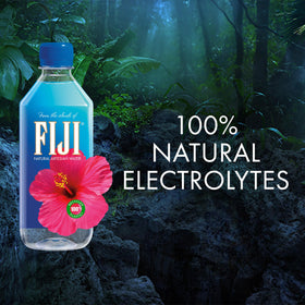 FIJI Water label closeup highlights premium artesian source and pure taste.