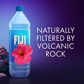 Glass of FIJI water with a crisp, refreshing finish