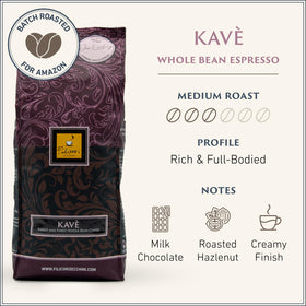 Close-up of Filicori Zecchini Kave beans showing smooth oils for espresso.