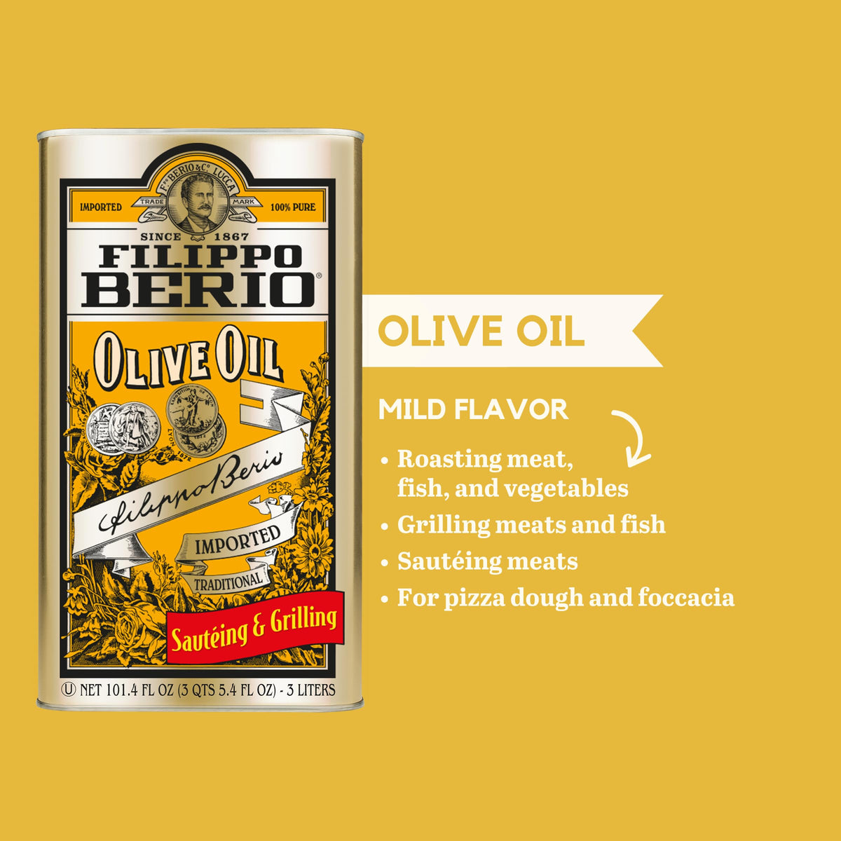 Bright golden color of Filippo Berio oil for dressings.