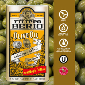 Kosher certified Filippo Berio oil ensures trusted kitchen use.