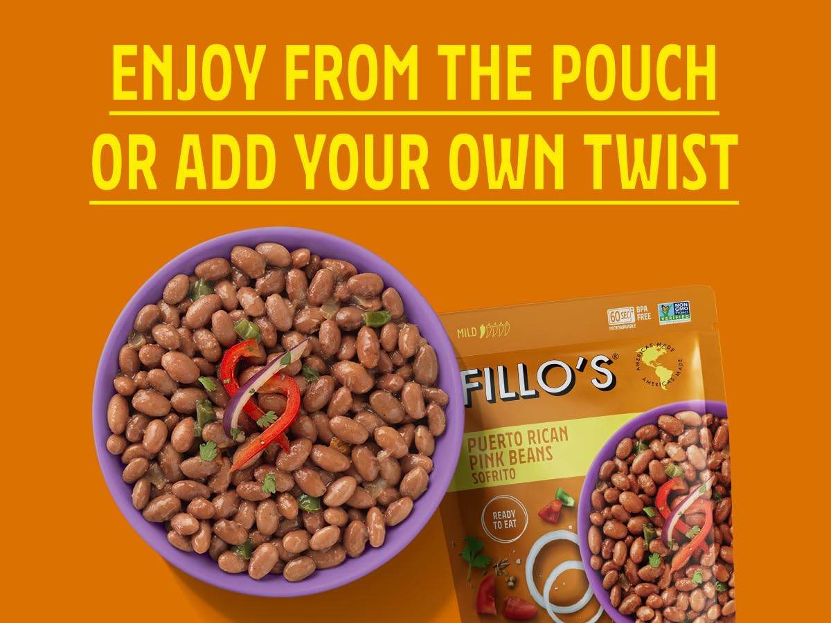 Fillo's Ready-to-Eat Variety Pack Mayocoba beans pouch, flavorful base for salads and bowls.
