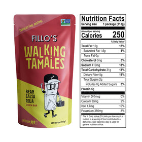 Fillo's Tamales BPA-free microwave-safe pouch ready for quick meals