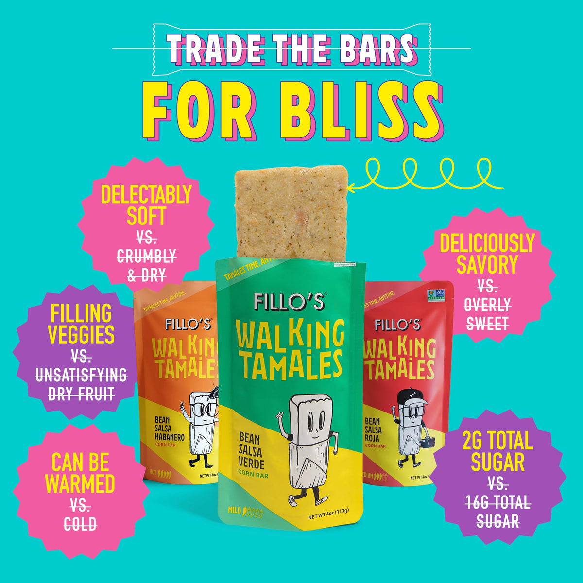 Fillo's Tamales green salsa packaging highlights gluten-free ingredients