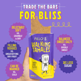 Assorted flavors of Fillo's Tamales: Salsa Verde, Corn Poblano Rajas, and Sweet Corn Elotes.