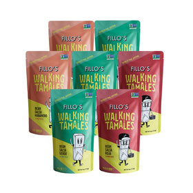 Fillo's Tamales Variety Pack box on kitchen counter for quick plant-based meals