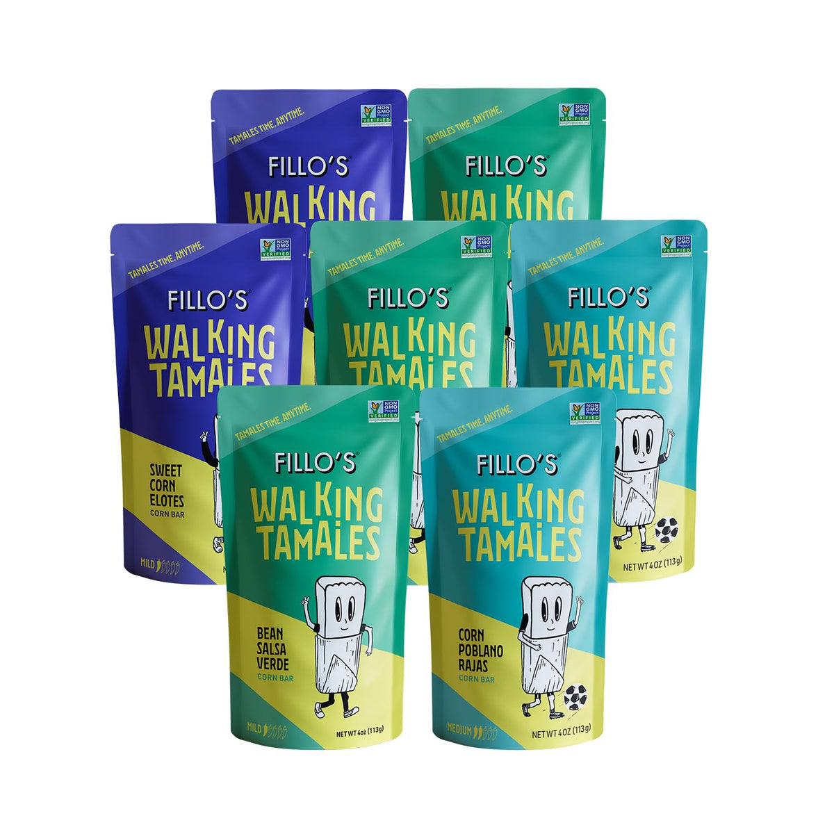 Fillo’s Tamales Variety Pack front view — convenient ready-to-eat meals.