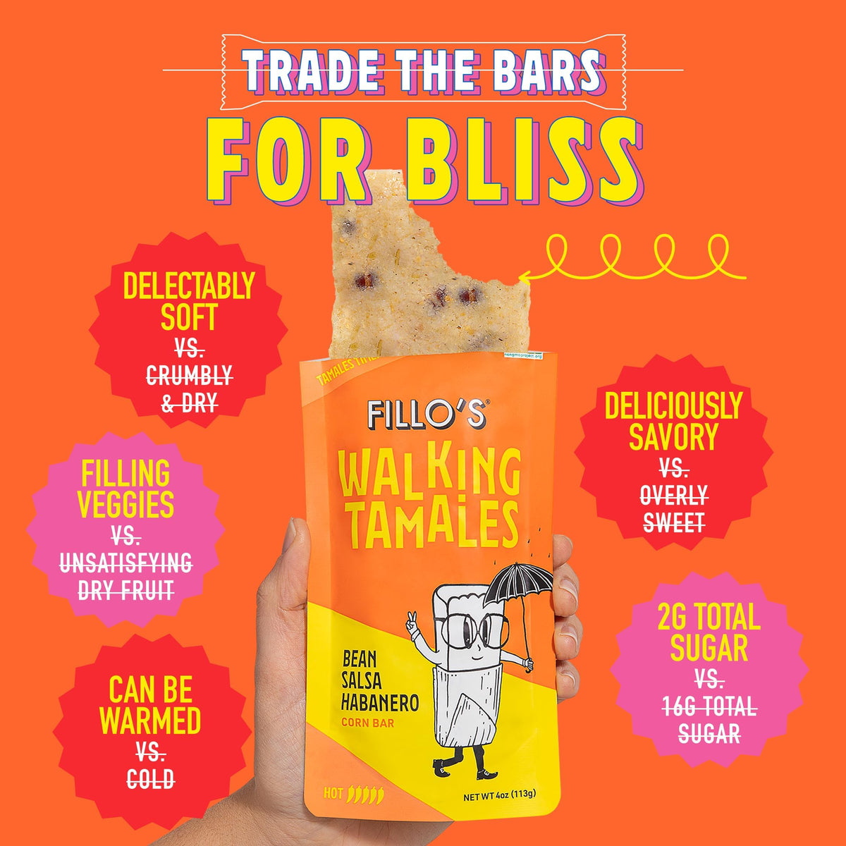 Fillo's Walking Tamales gluten-free, clean-label ingredients for daily snacking