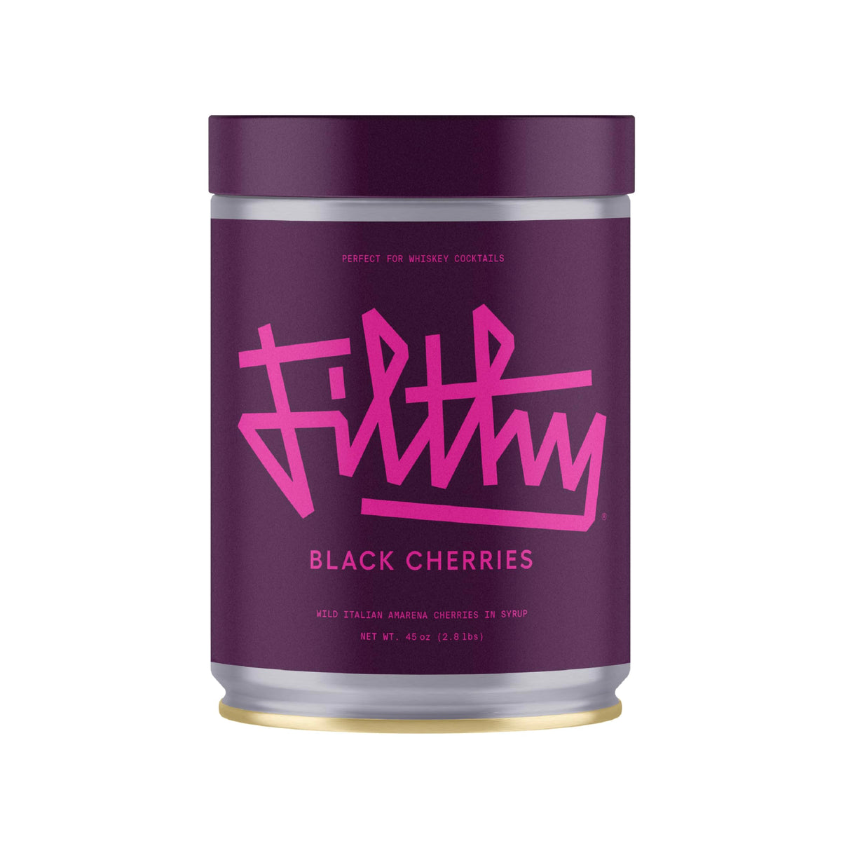 Filthy Cocktail Amarena cherries in syrup tin provide premium bar garnish and flavor.
