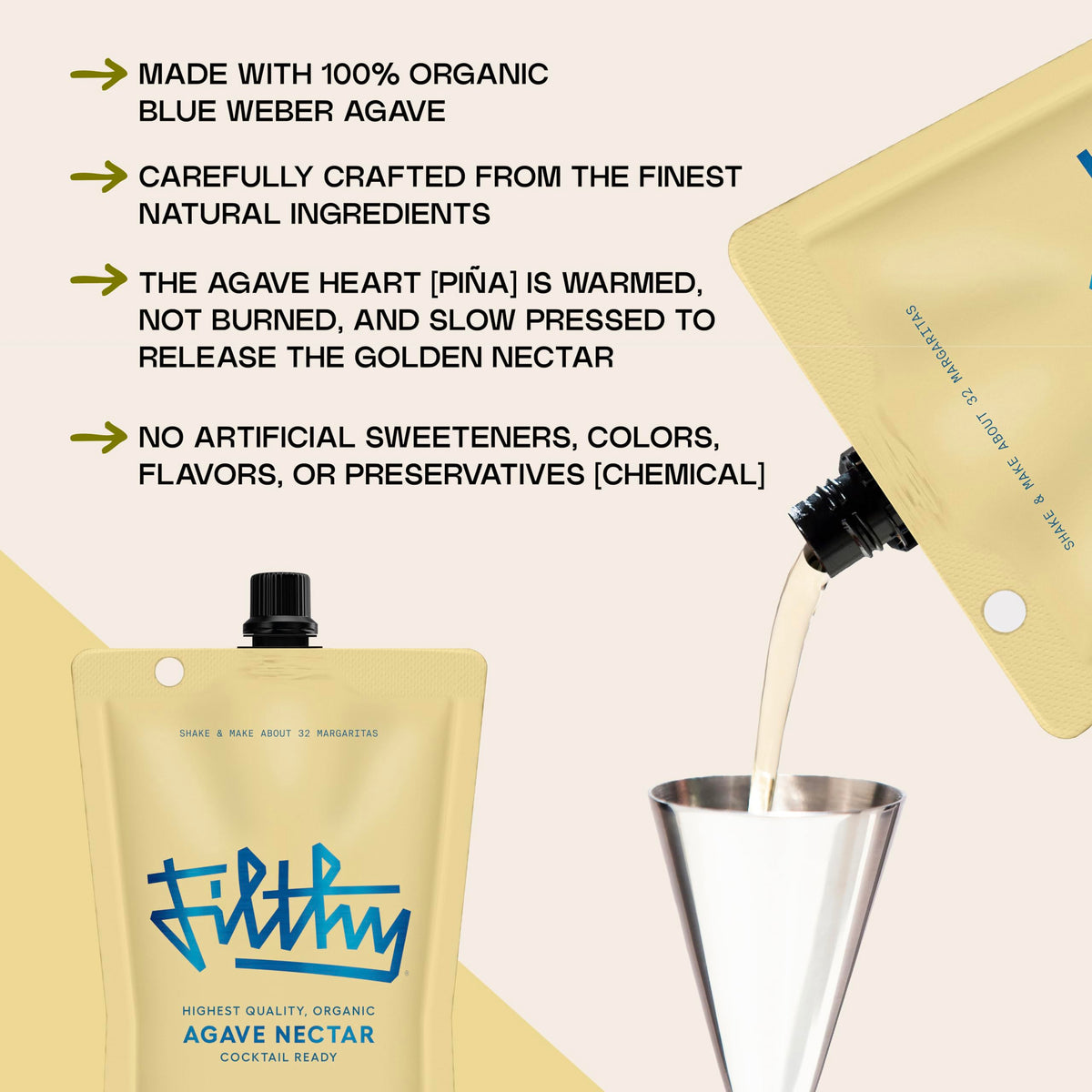 Filthy Food Agave Nectar ready-mix delivers premium flavor in any cocktail creation