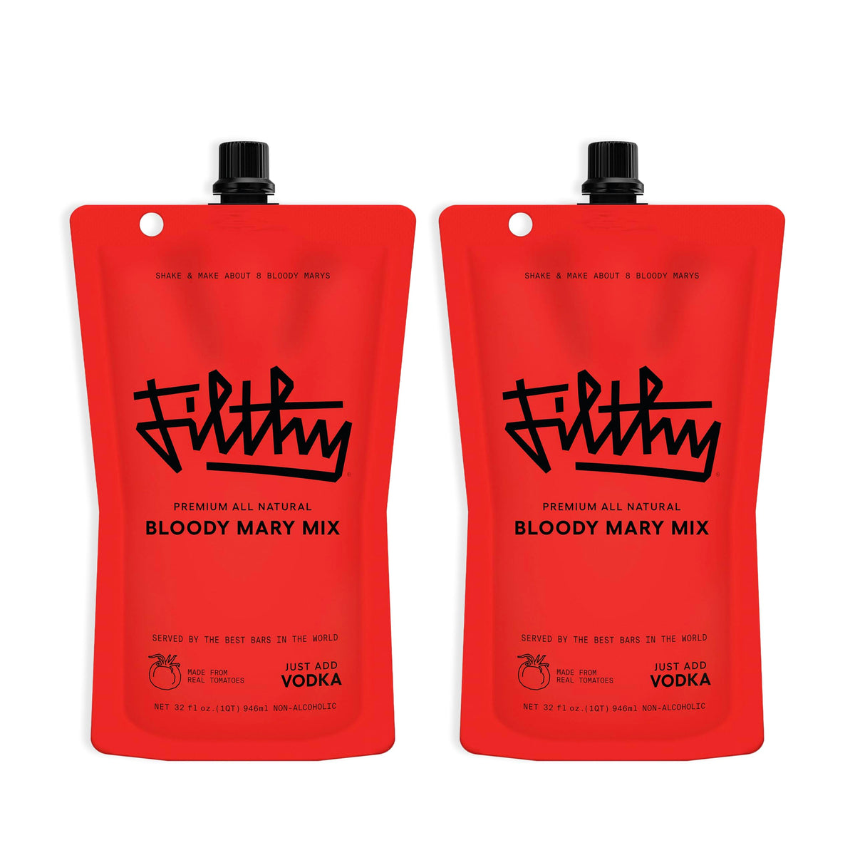 Filthy Food Bloody Mary mix 32 oz pouch front view for easy home cocktails