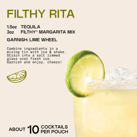 Filthy Food Bloody Mary Mix glass with spice rim ready to sip.