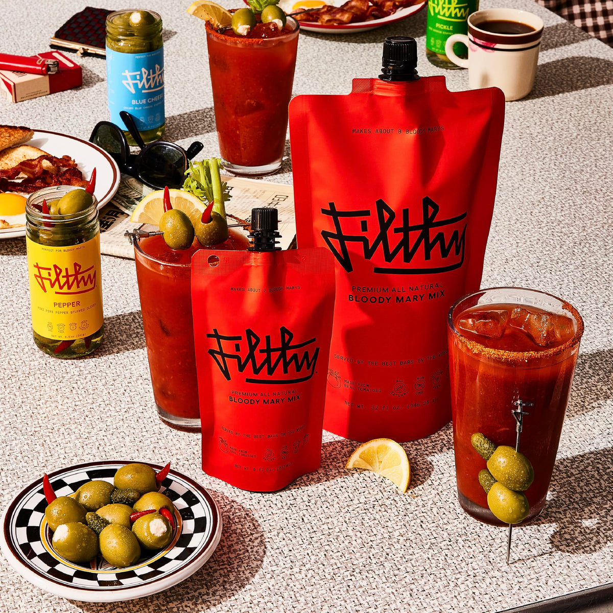 Filthy Food Bloody Mary mix close-up of real tomatoes and spices