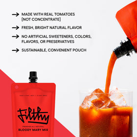 Filthy Food brunch scene with ready-to-mix Bloody Mary.