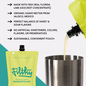 Filthy Margarita Mix uses 100% Florida lime juice in bright citrus.
