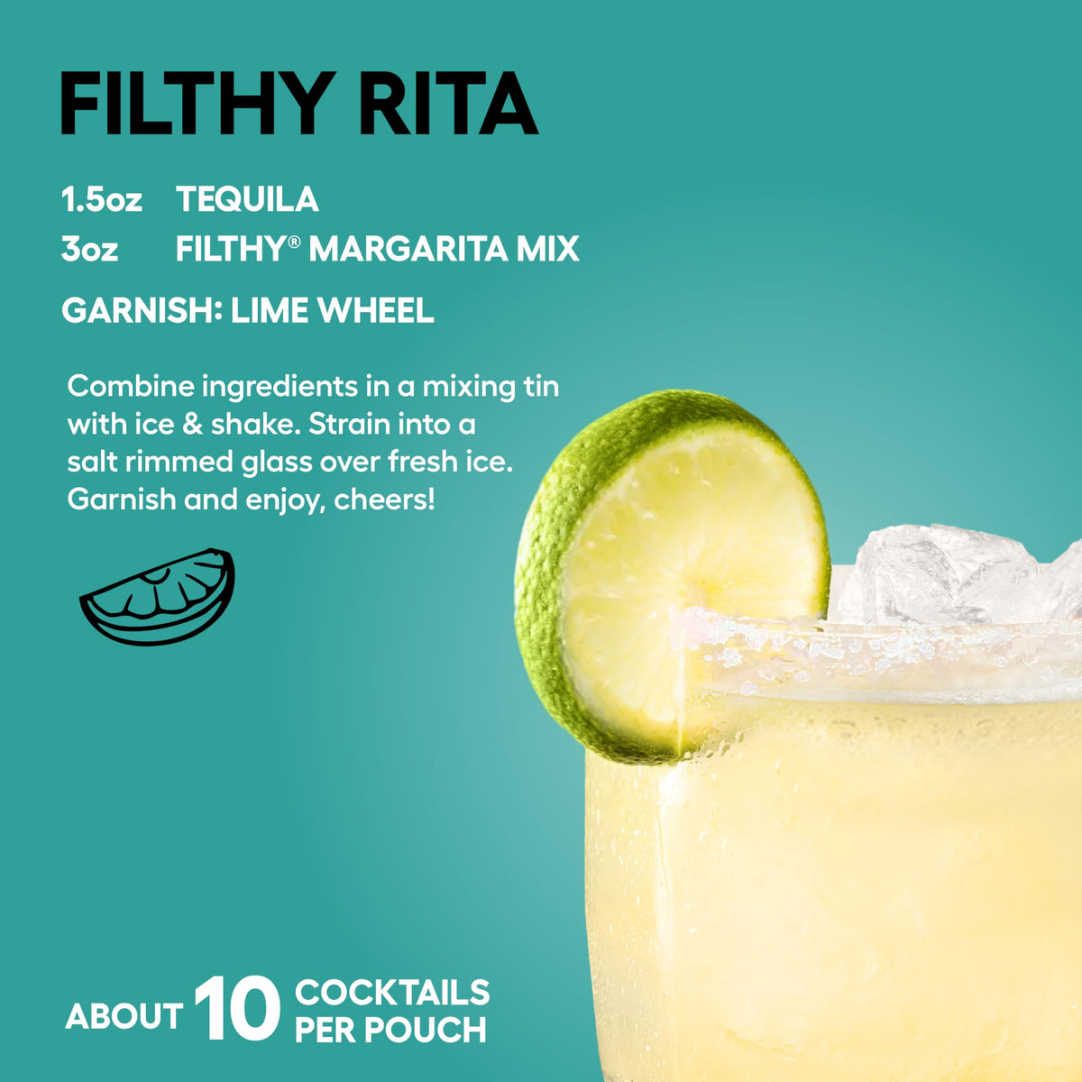 Filthy Margarita Mix features organic agave nectar for natural sweetness.