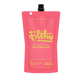 Filthy Food Paloma Mix pouch front showcases all-natural ingredients for fresh cocktails.
