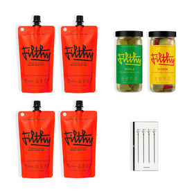 Filthy Food pickle-stuffed olives add savory drama to your Bloody Mary ritual at home