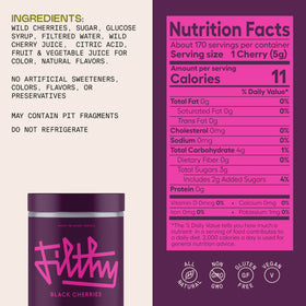 Filthy Italian origin Amarena cherries reflect traditional copper-pot preparation.