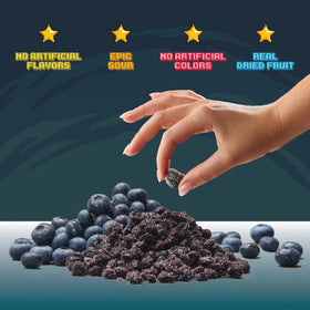 Family sharing Final Boss Sour Blueberries snack at a table or lunchbox.
