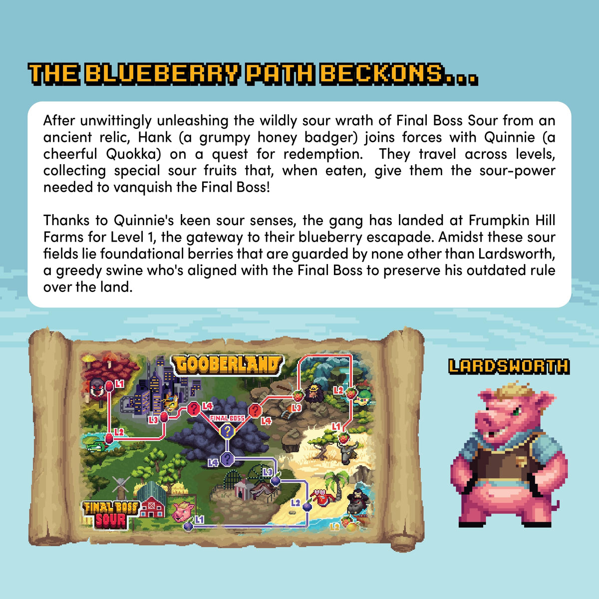 Final Boss Sour Blueberry Level 1 hero display highlights vibrant color and fruit-forward flavor.