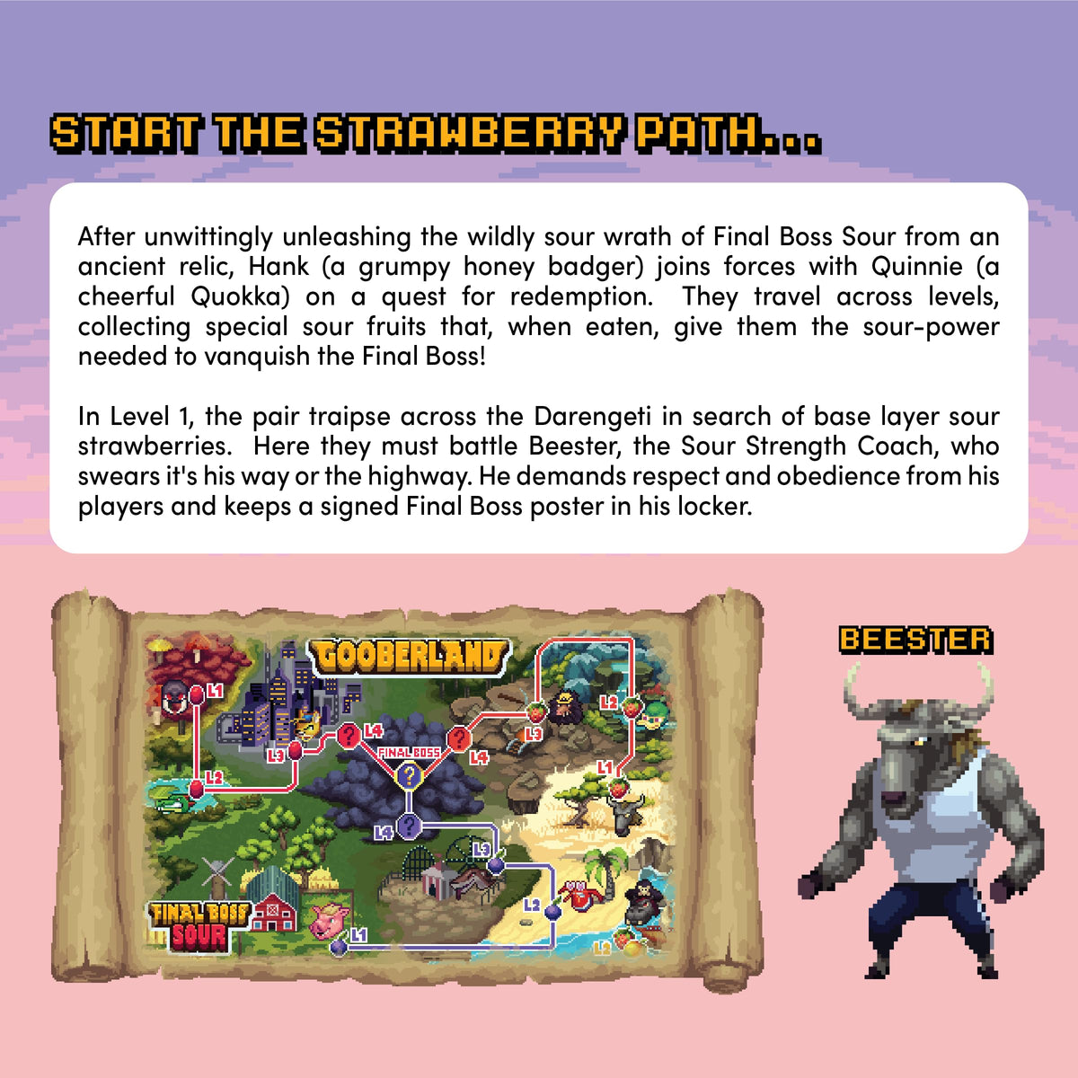Final Boss Sour Strawberries lunchbox-ready image for kids, teens, and adults.