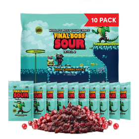 Final Boss Sour Cranberry Level 2 10-pack on shelf showing real fruit flavor