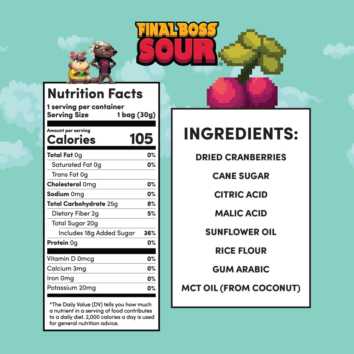 Final Boss Sour Cranberry Level 2 fruit chew close-up with real fruit bits