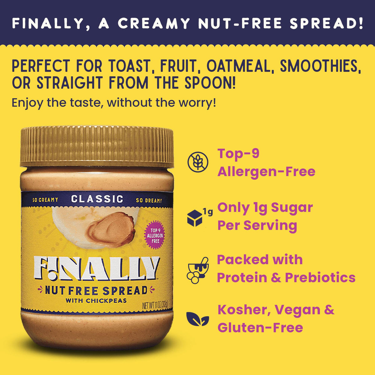 Finally Nut Free Classic Spread in lunchboxes for allergen-safe snacks.