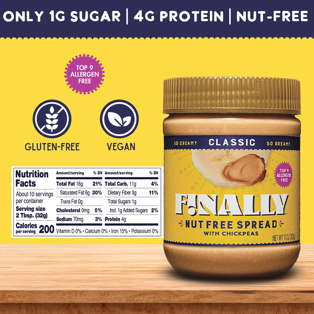 Finally Nut Free Classic Spread on oatmeal bowl delivers creamy texture with fiber.