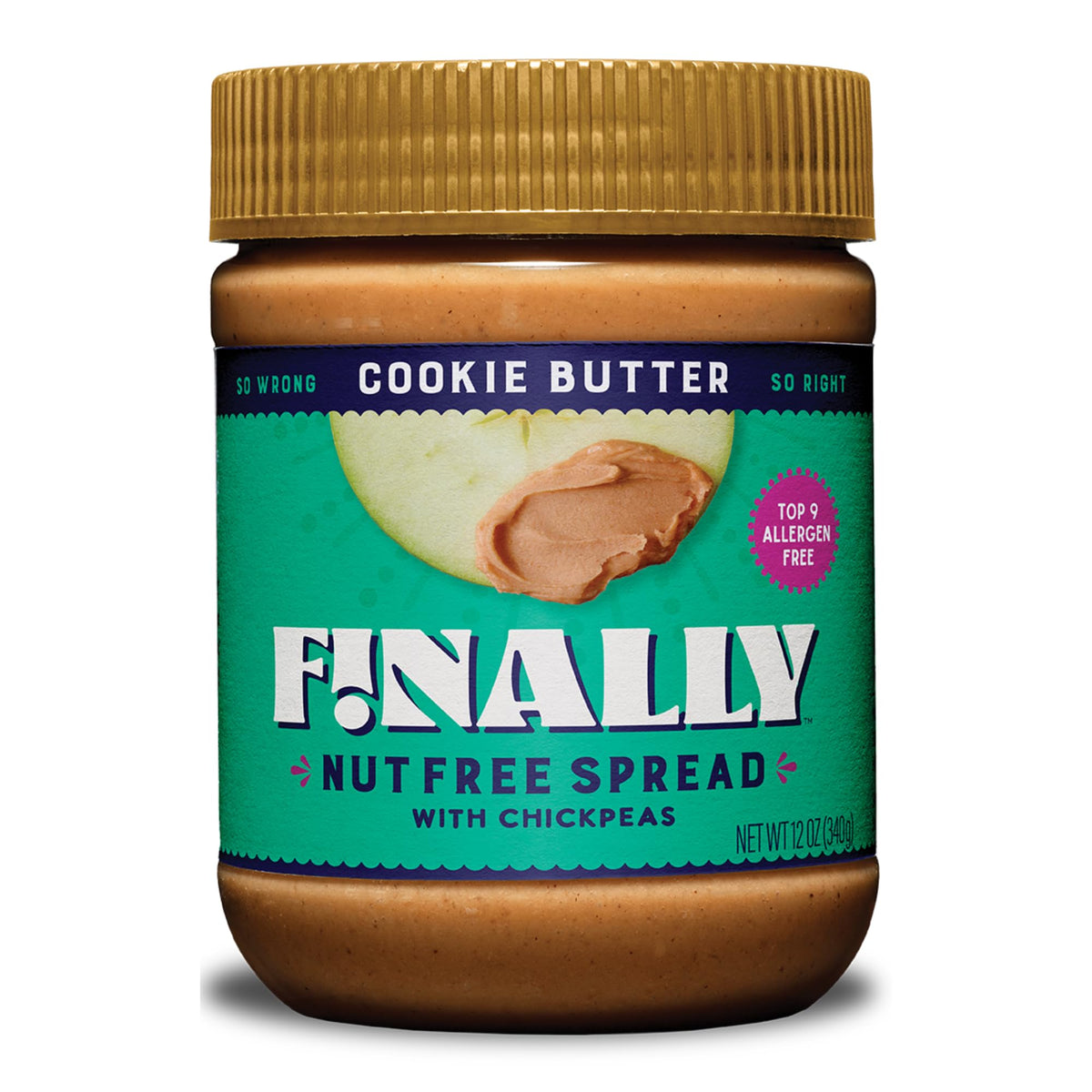 Finally Nut Free Cookie Butter jar—safe allergen-free snack option.