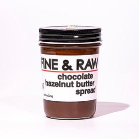 Fine & Raw chocolate hazelnut butter spread 8-ounce jar, creamy for toast.