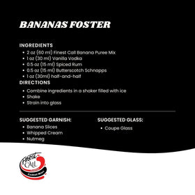 Finest Call banana puree Ecuador origin label highlights natural fruit base.