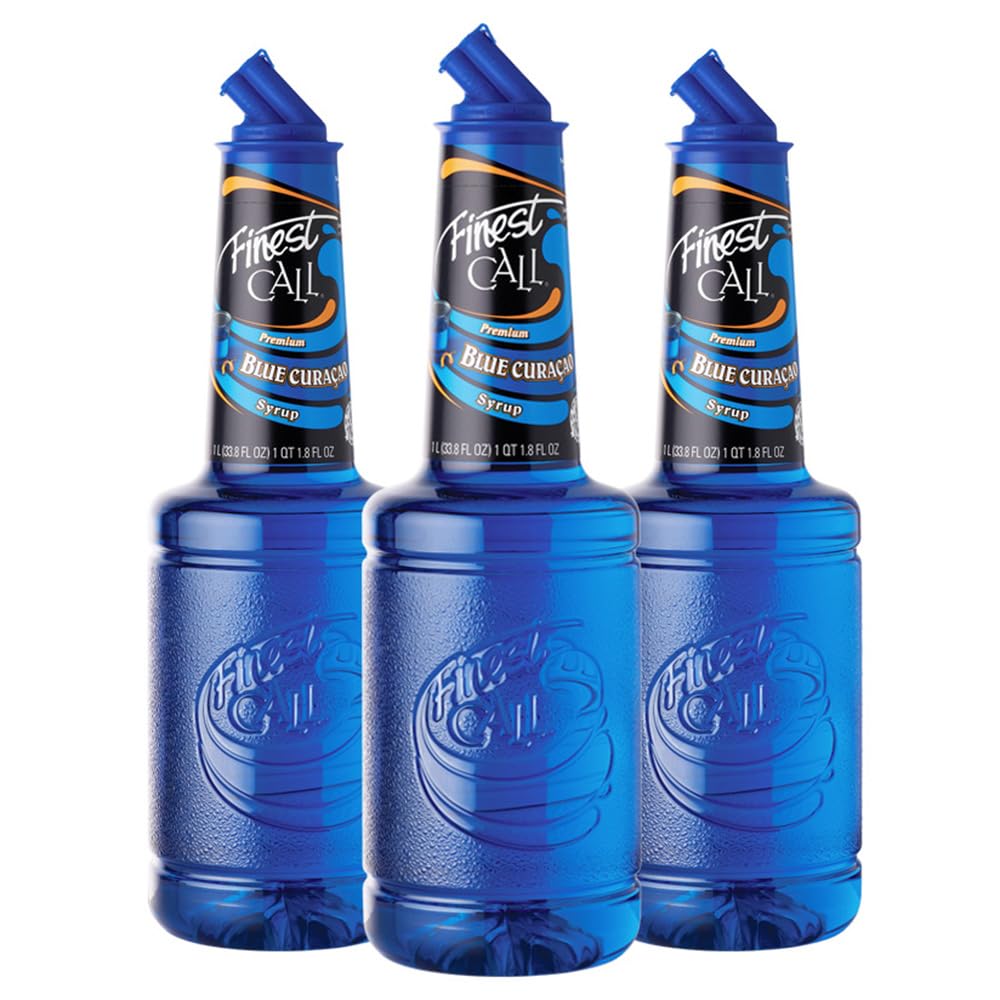 Finest Call blue curacao drink mix 1L bottle ready for vibrant, crowd-pleasing cocktails.