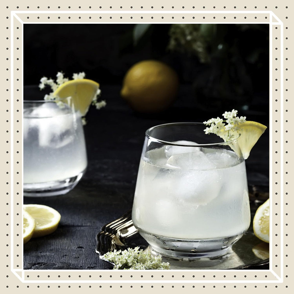 Pouring Finest Call elderflower syrup into a glass with a floral aroma