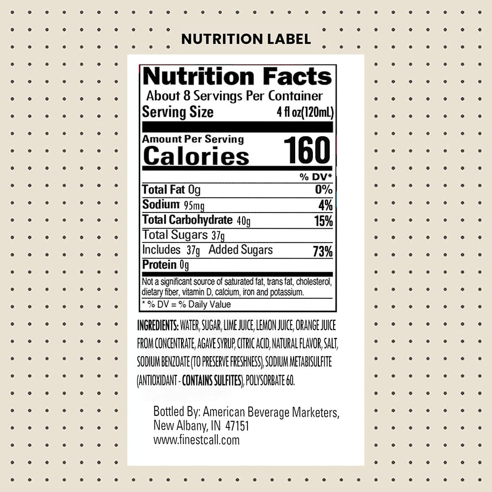 Finest Call ingredients close-up highlighting lime, lemon, orange flavors
