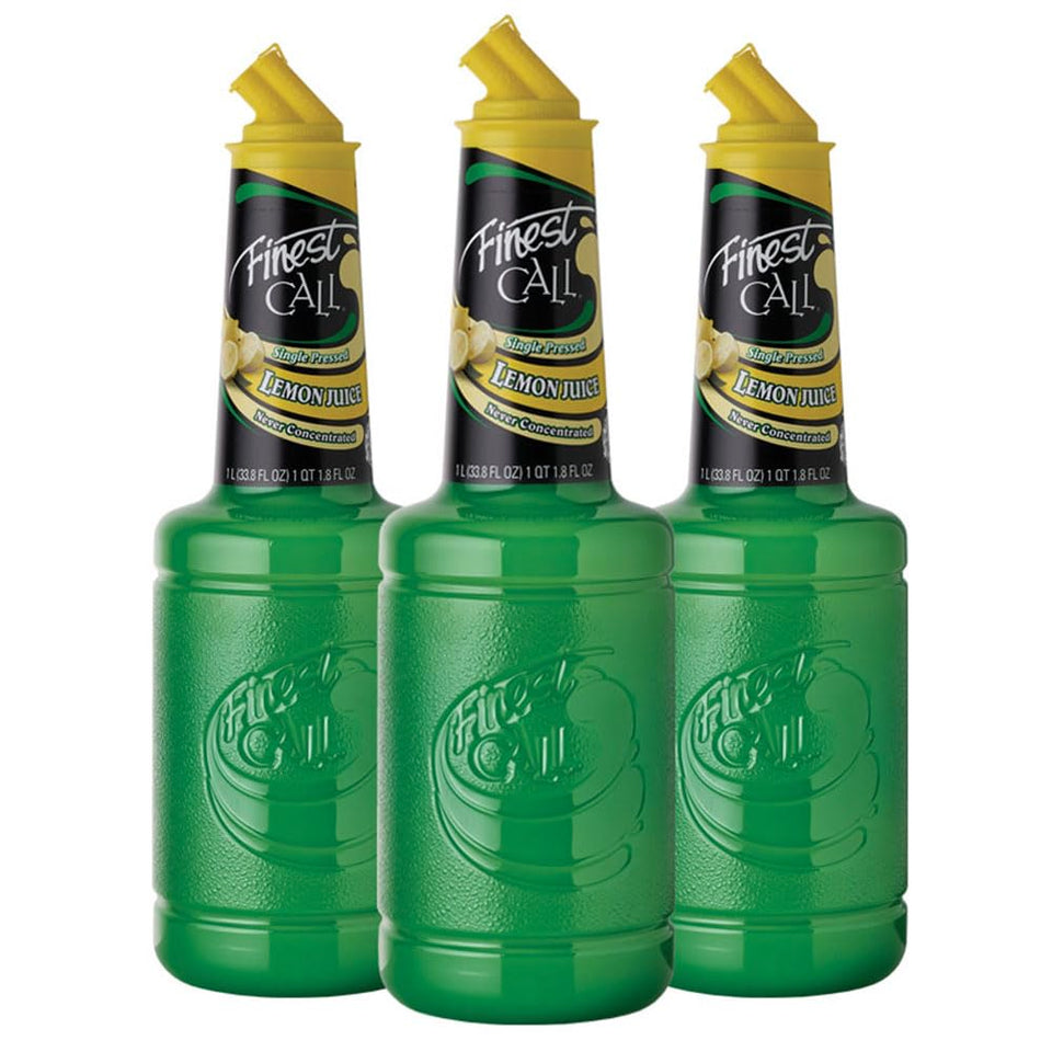 Finest Call lemon juice 1L bottle with single-pressed juice for bright cocktails.