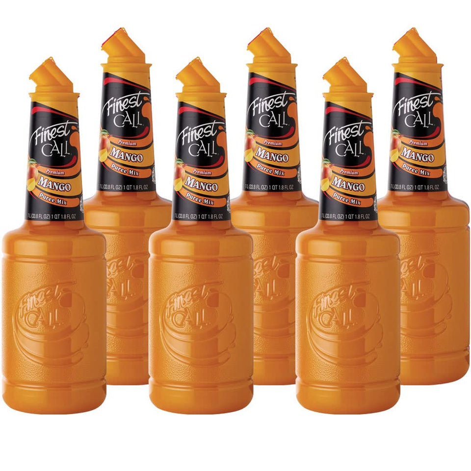 Finest Call mango puree bottle 1L ready for premium cocktail prep.