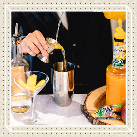 Finest Call Mango Puree dispensing closure enables precise, fast pours for busy bars.